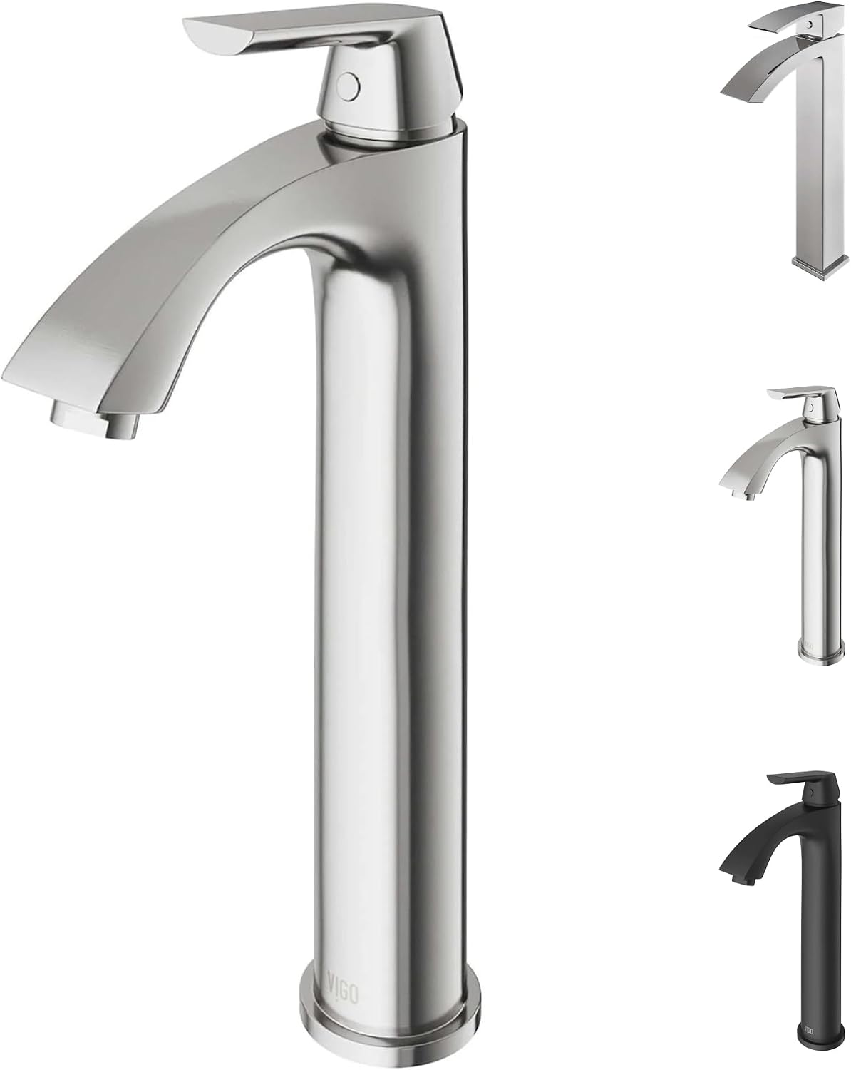 VIGO Linus Single-Handle Single-Hole Mount Vessel Bathroom Sink Faucet, 12-Inch, Brushed Nickel, Modern Design, Solid Brass, 1.2 GPM WaterSense & Ceramic Disc Valve, Corrosion-Resistant