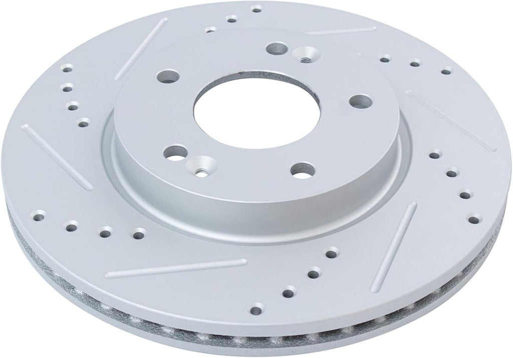 TRQ Performance Front Brake Pad & Rotor Set Ceramic Coated Drilled Rotors Compatible with 11-16 Hyundai Elantra 13-16 Elantra Coupe GT 12-16 Veloster 14-16 Kia Forte Forte Koup 15-16 Forte5