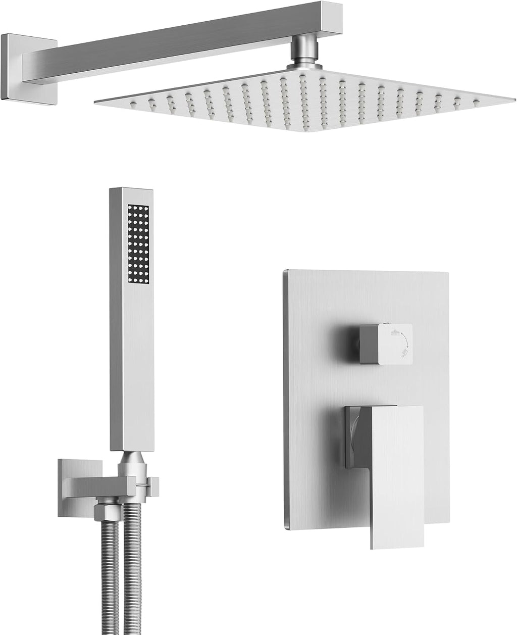 10 Inch Shower Faucet Set, High Pressure Rainfall Shower Head and Handheld Sprayer Combo, Brushed Nickel