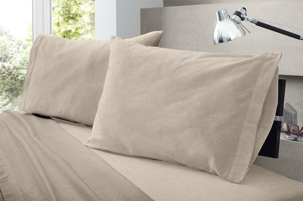 Dormisette Luxury German Flannel Sheets & Pillowcases Set, Warm Breathable Cotton Flannel Bedding with Deep Pockets, Brushed for Extra Softness, Oeko-Tex (Camel Beige, Full)