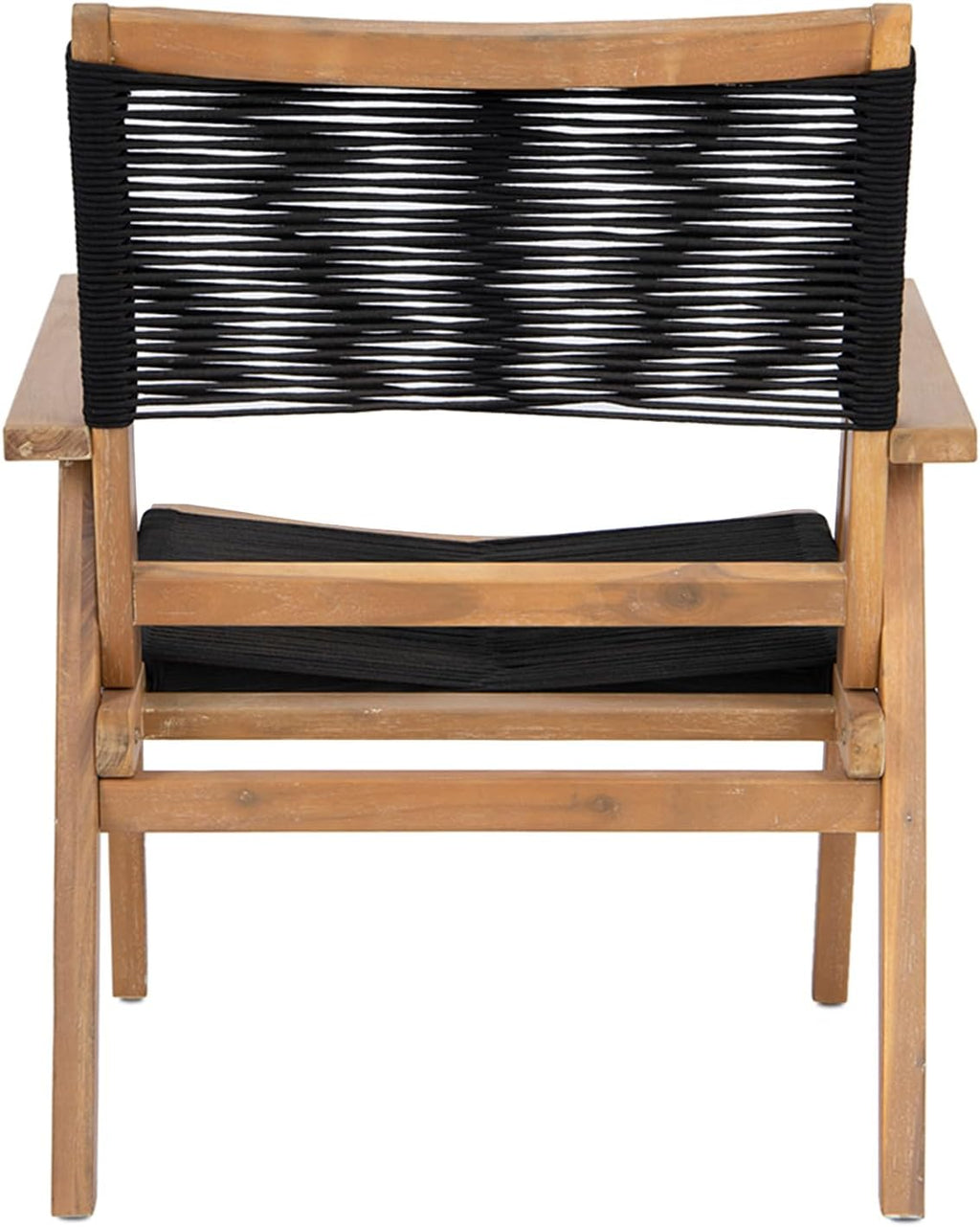 Outdoor Patio Chairs Set of 2 Black Rope Furniture Chairs 2-Person Outdoor Conversation Combination Armchairs for Backyard, Poolside, Garden, Living Room, Porch (Black+Brown-BB)