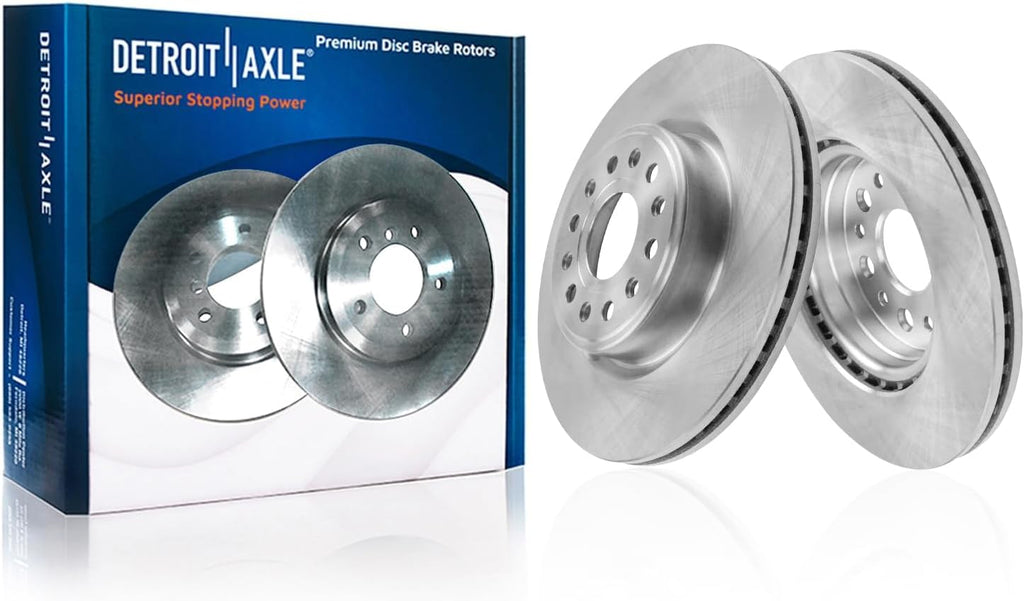Detroit Axle - Front Brake Kit for 2019 2020 2021 2022 2023 2024 2025 Ram 1500, Disc Brake Rotors Ceramic Brakes Pads with Hardware Replacement : 14.88' inch Rotors
