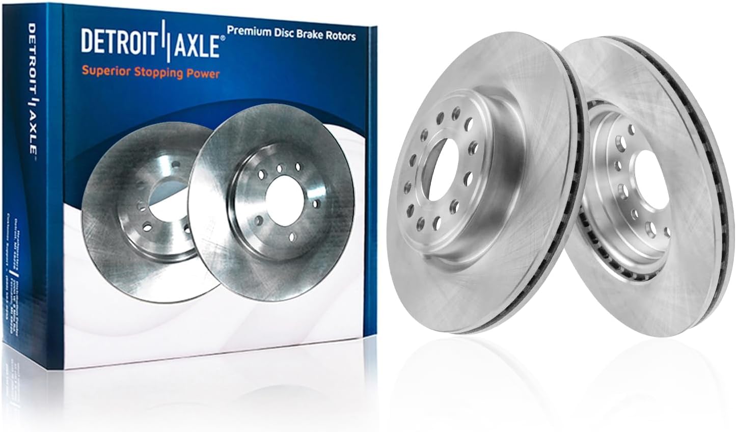 Detroit Axle - Front Brake Kit for 2019 2020 2021 2022 2023 2024 2025 Ram 1500, Disc Brake Rotors Ceramic Brakes Pads with Hardware Replacement : 14.88' inch Rotors
