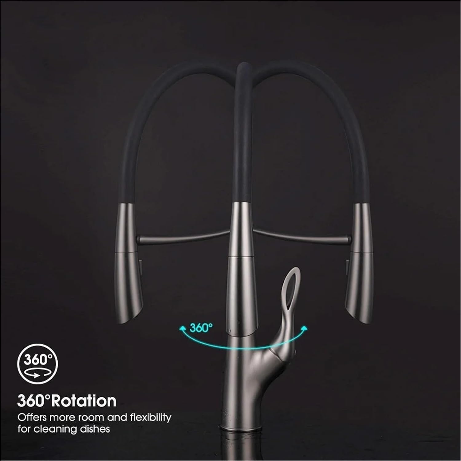 Kitchen Silicone Magnetic Suction Faucet Single Hole Single Handle Cold and Hot Double Control Basin Faucet(Gold)