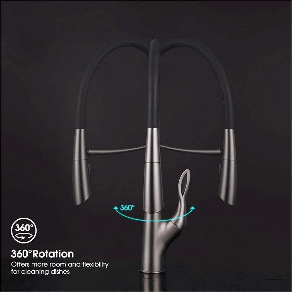 Kitchen Silicone Magnetic Suction Faucet Single Hole Single Handle Cold and Hot Double Control Basin Faucet(White)