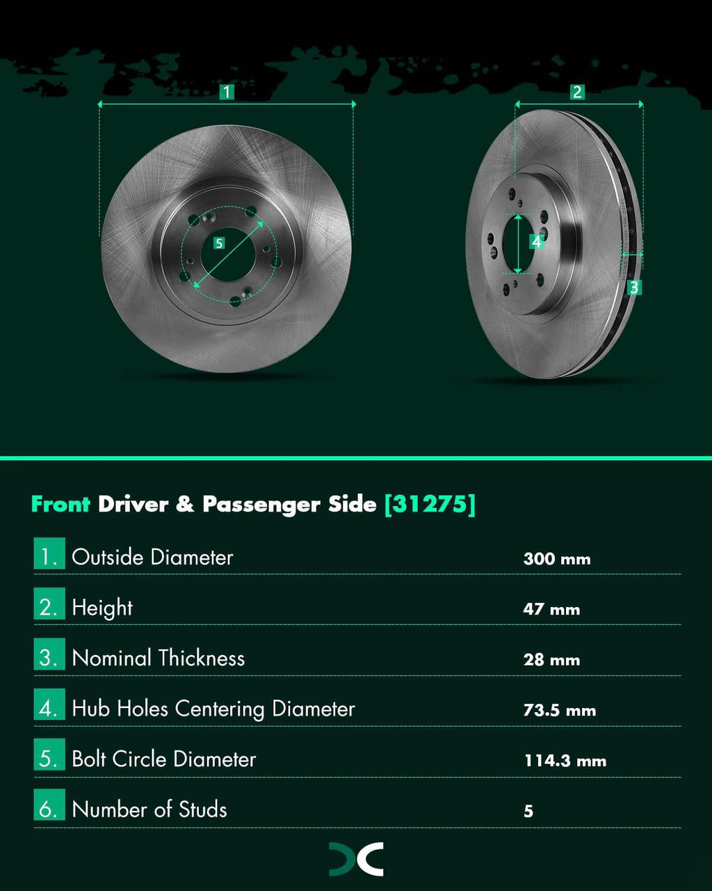 SCITOO Front 11.81' Brake Pads and Rotors Kits Fit For Acura CL 2001-2003,For TL 1999-2008,For TSX 2004-2010,For Accord 2003-2011