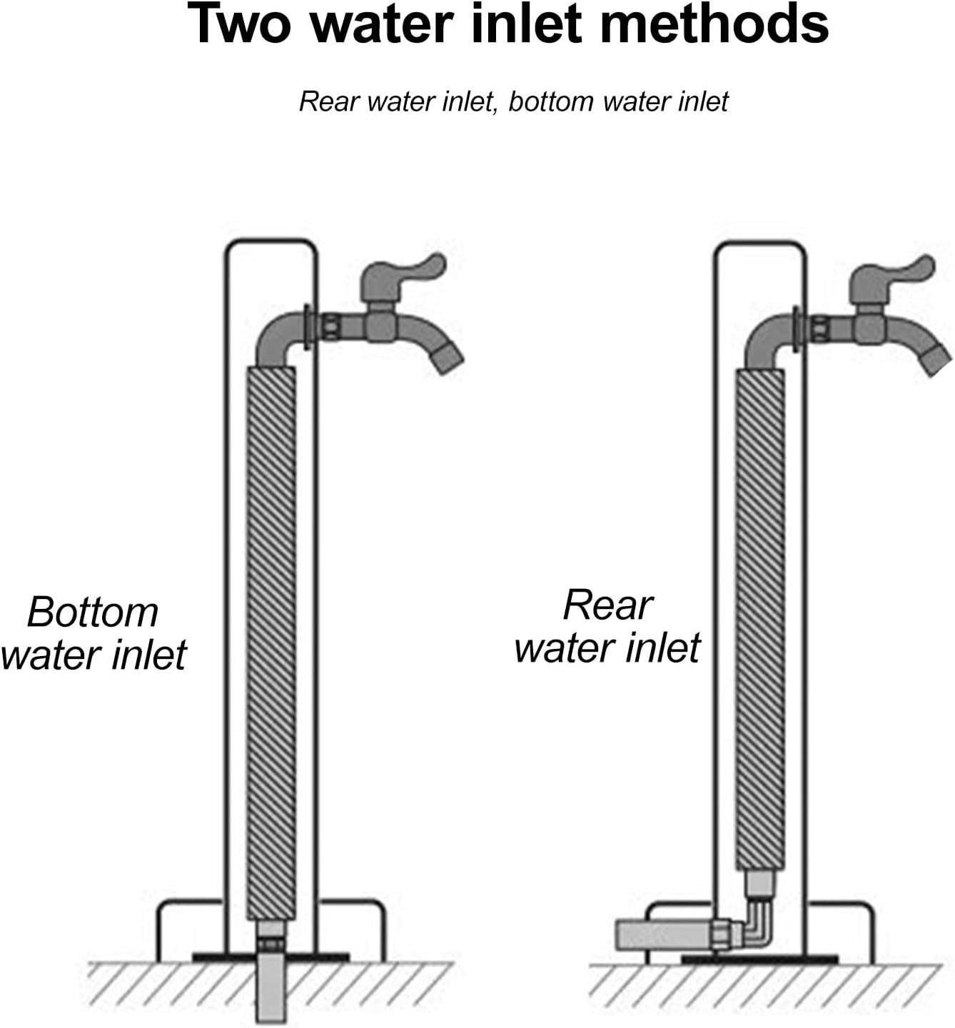 304 Stainless Steel Vertical Garden Water Column, Decorative Feature Fountain Water Dispenser Hydrant, Free-Standing Outdoor Faucet with Hook(Black,950mm/37.4in)
