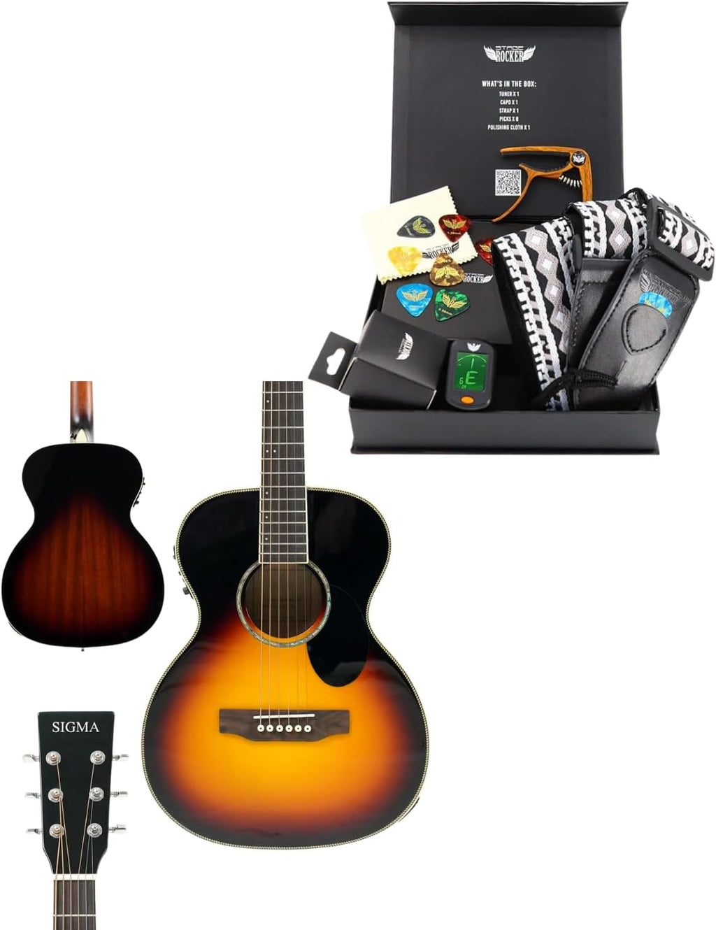 SIGMA 36.5' Acoustic Electric Guitar + Guitar Accessories Gift Box