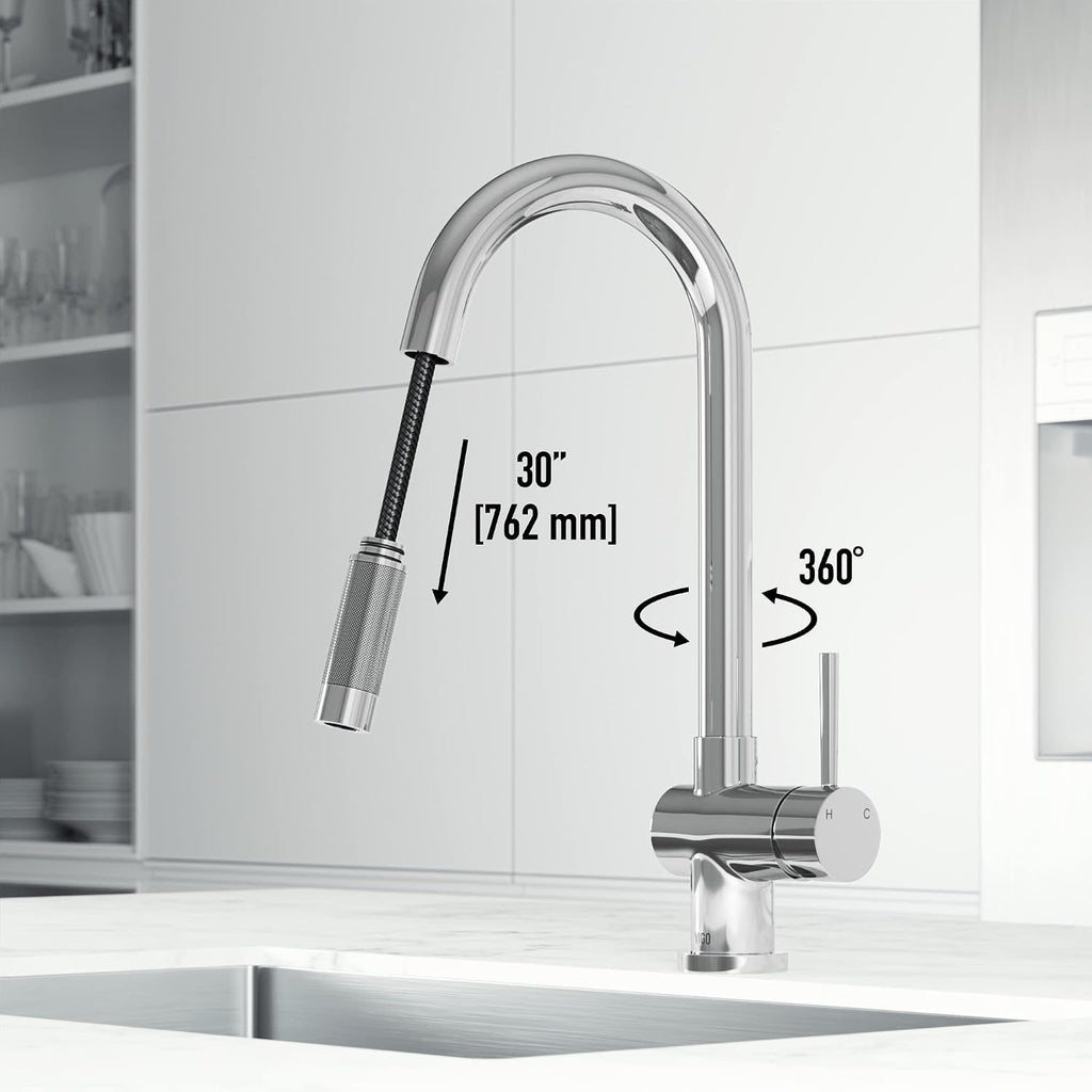 VIGO Gramercy 17'' H Single Handle Pull-Down Sprayer Kitchen Faucet with Touchless Sensor in Chrome-VG02008CHS