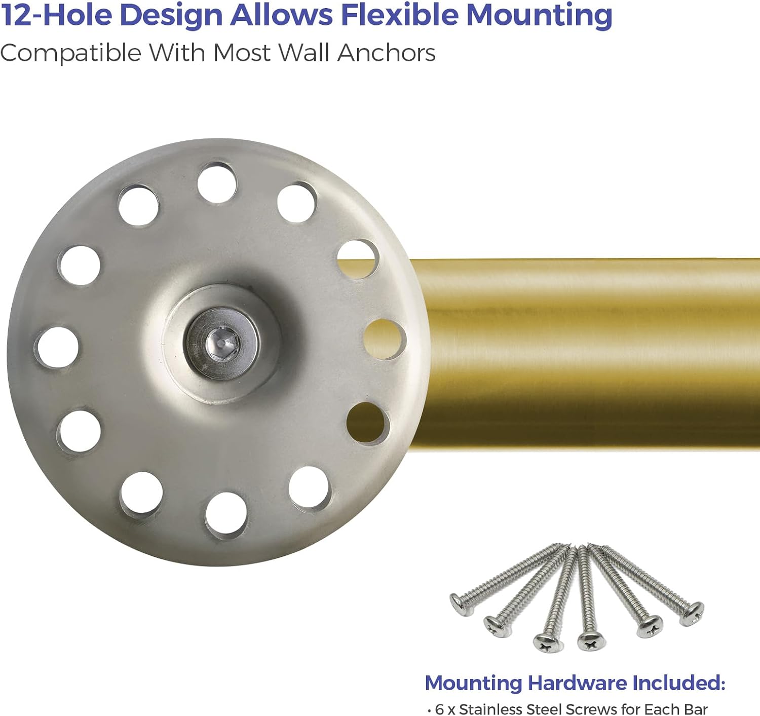 Stardrix Grab Bar Bundle for ADA Compliance, Brushed Gold Stainless Steel Grab Bar Set for Commercial and Residential Restrooms, 1.5' Diameter - 18', 36', 42' - Pack of 3