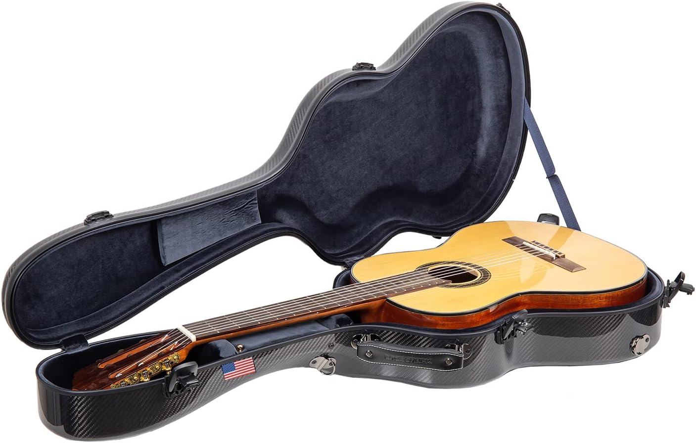 Crossrock Air Carbon 4/4 Classical Guitar Flight Case – 3K Twill Weave Carbon Fiber in Obsidian Black® – TSA Lock & Ergonomic System – Lab-Tested Impact Resistance
