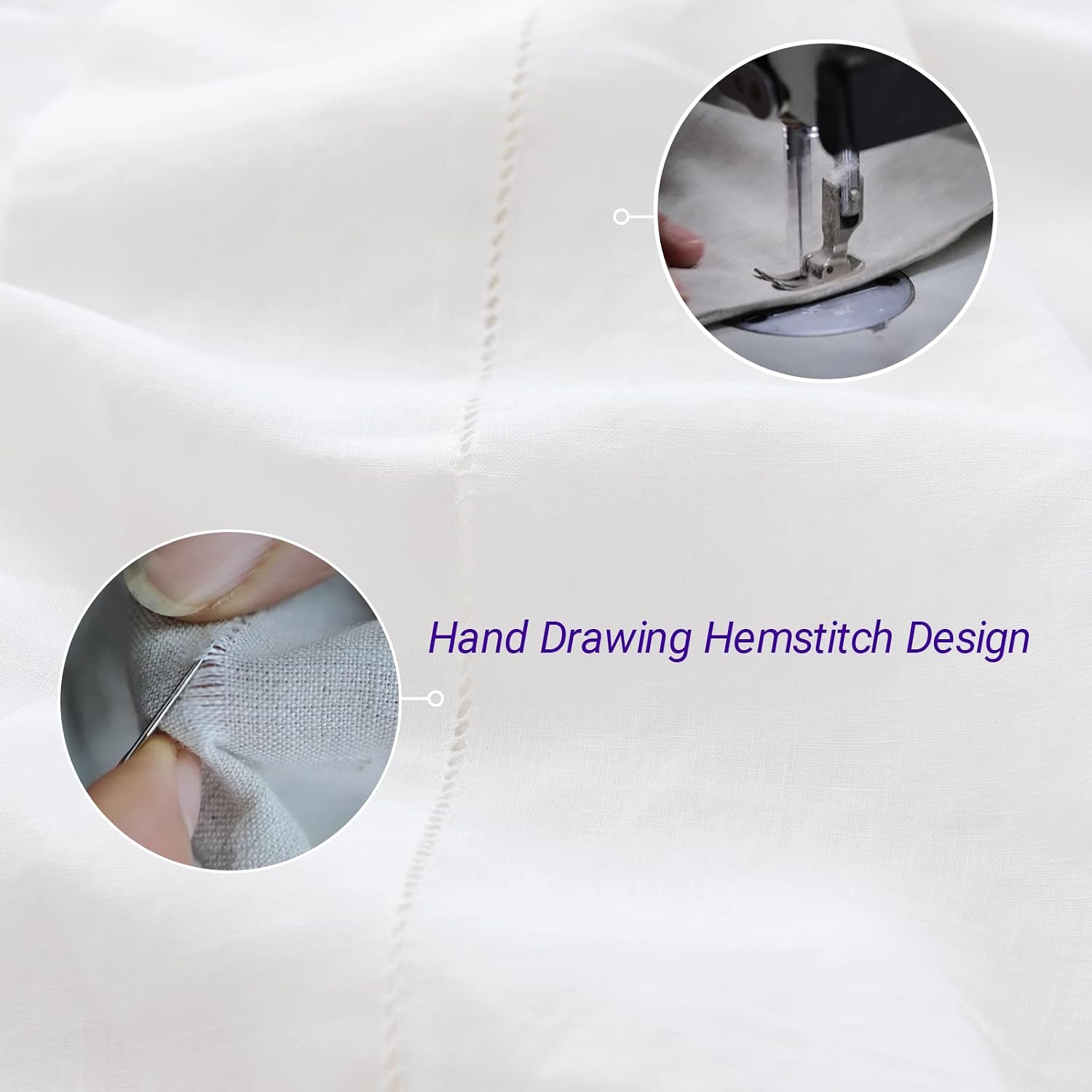 Simple&Opulence 100% French Linen Sheet Set Handmade Hemstitch-4 Pcs Natural Flax Farmhouse Bed Sheets(1 Flat Sheet 1 Fitted Sheet 2 Pillowcases)-Solid Color Soft Breathable Bedding-White, King
