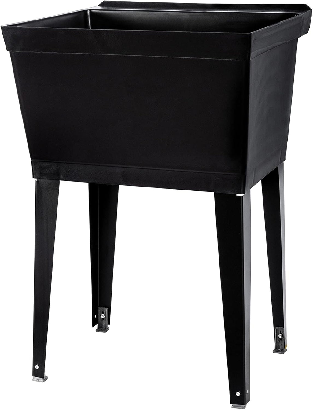 19 Gallon Utility Sink Laundry Tub by JS Jackson Supplies with Adjustable Metal Legs, Ideal for Laundry room, Basement, or Garage Workshop. Heavy Duty Shop Sink. No Faucet Included (Black)