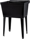 19 Gallon Utility Sink Laundry Tub by JS Jackson Supplies with Adjustable Metal Legs, Ideal for Laundry room, Basement, or Garage Workshop. Heavy Duty Shop Sink. No Faucet Included (Black)