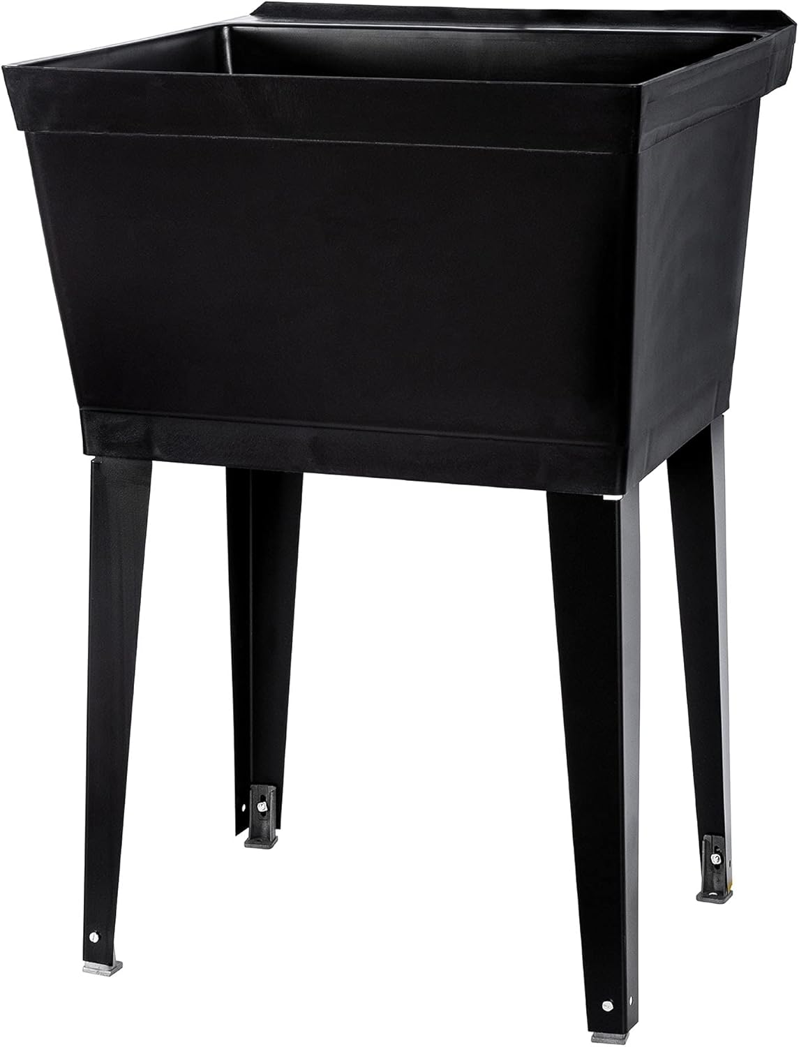 19 Gallon Utility Sink Laundry Tub by JS Jackson Supplies with Adjustable Metal Legs, Ideal for Laundry room, Basement, or Garage Workshop. Heavy Duty Shop Sink. No Faucet Included (Black)