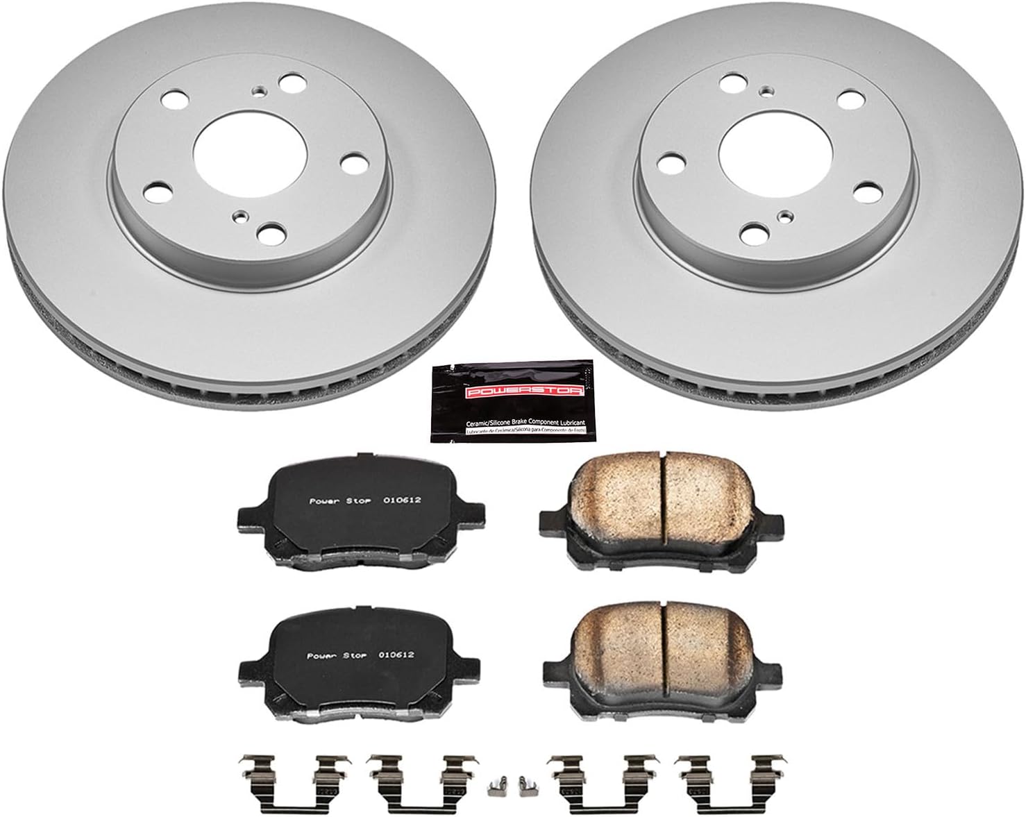 PowerStop Front Brake Kit for Lexus ES300 1997-01 |Toyota Avalon 1998-04 |Camry 1997-01 |Solara 1999-03 - Fully-Coated Disc Rotors with Z17 Ceramic Brake Pads Replacement, CRK1058