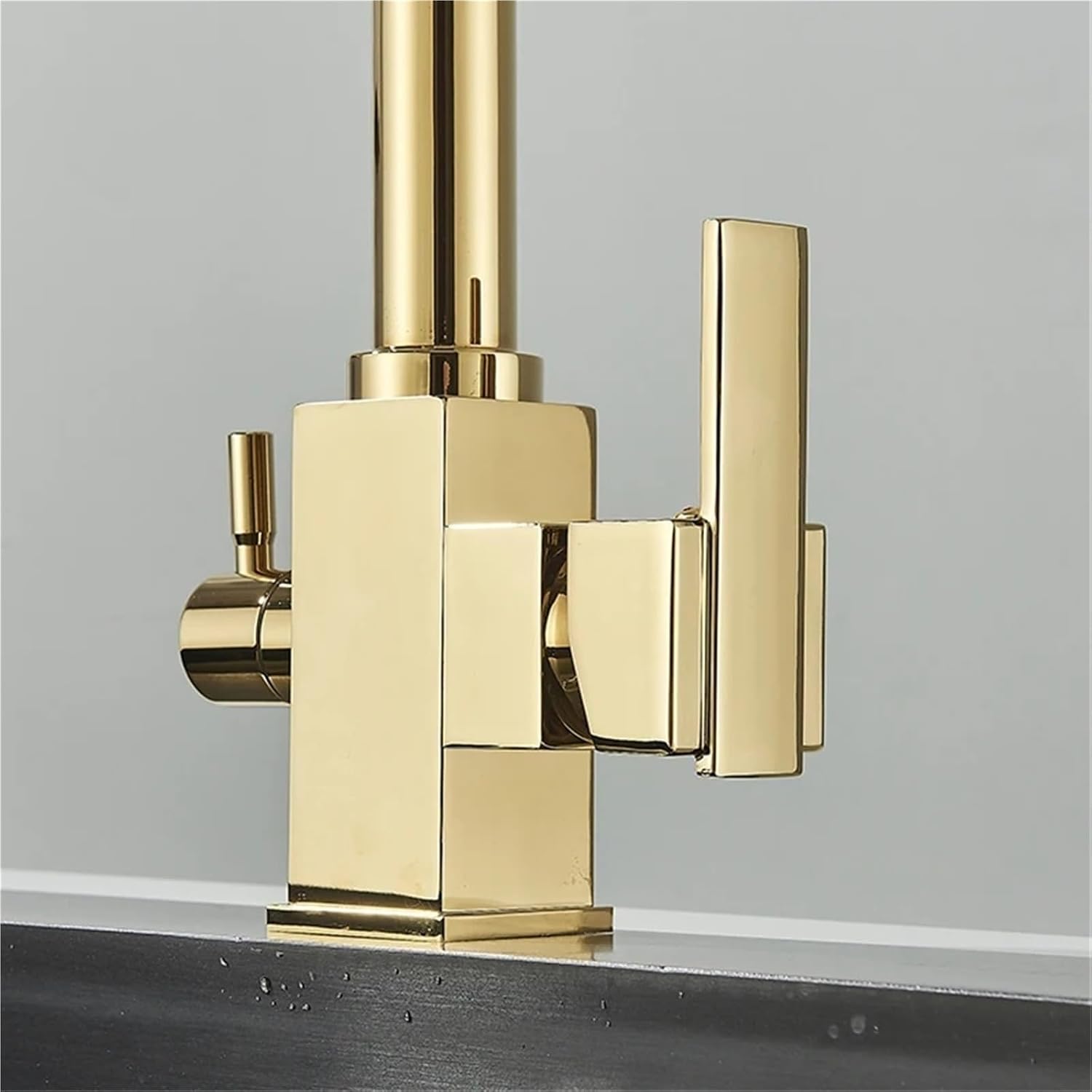 Filtered Water Faucet with Dual Outlet Kitchen Purified Water Hot and Cold Faucet Vegetable Basin Sink Tap(Gold)