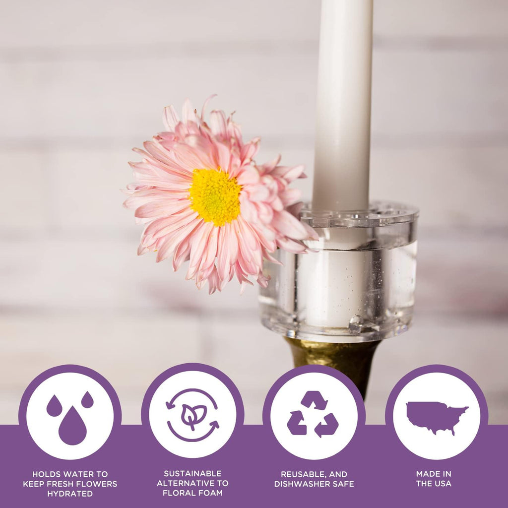 Floral Genius Case of 72 Candle Ring Vases 2-5/8' Diameter for Fresh and Artificial Flowers | Easy to Use | Water-Tight, Dishwasher Safe, Resuable Taper Candle Flower Frog Arrangement | USA Made