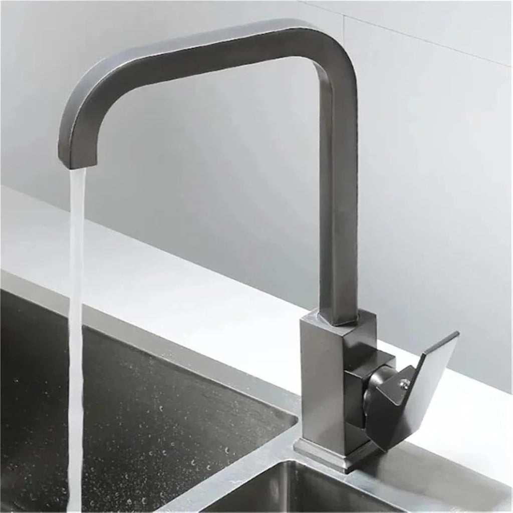 Kitchen Faucet Brass Sink Rotating Hot & Cold Grey Bathroom Faucet Sink Mixer Tap(Gray)