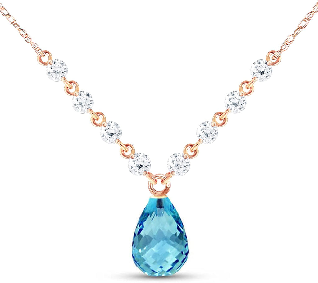 Galaxy Gold GG 14K Solid Gold Necklace with Diamonds and Blue Topaz
