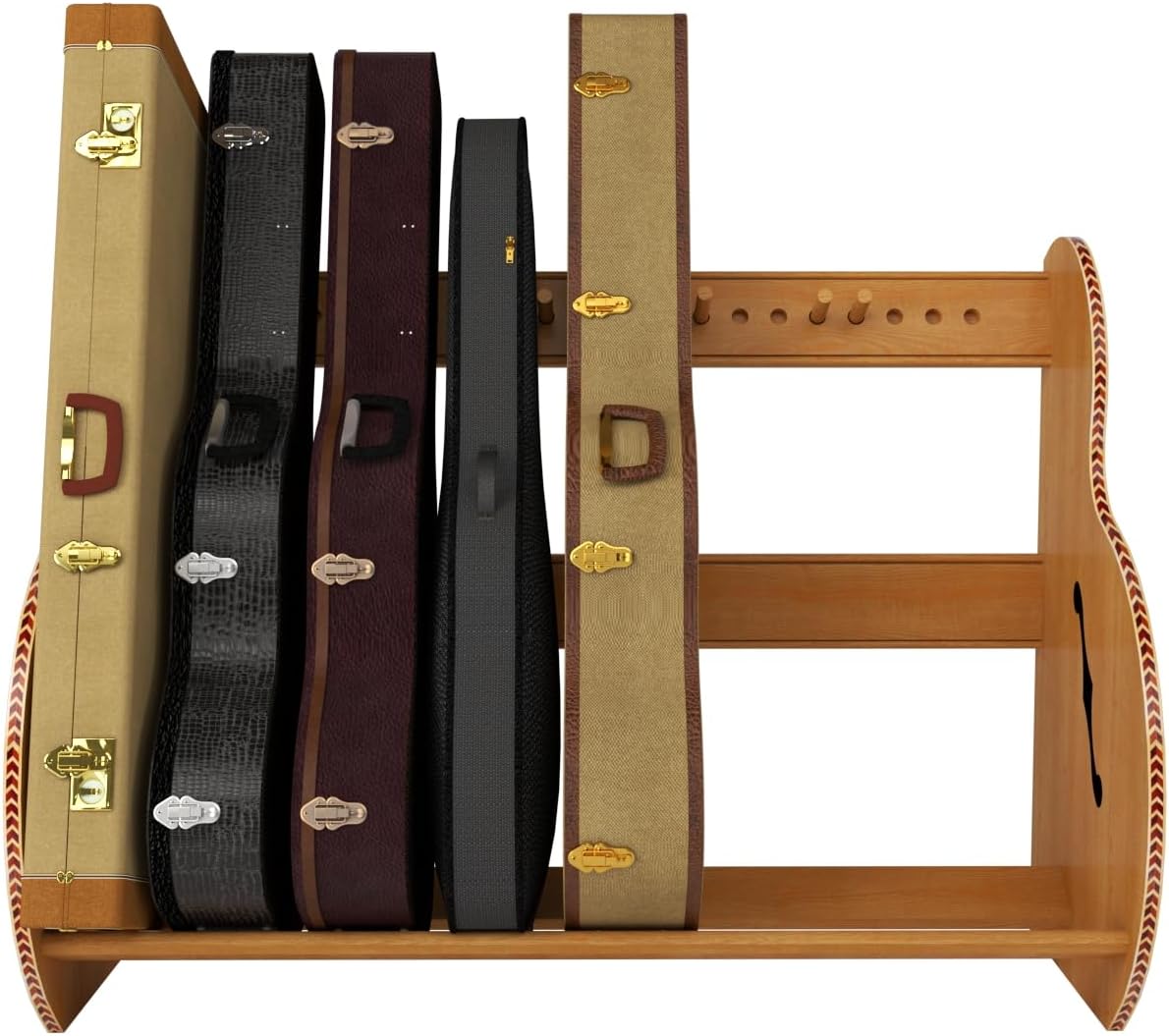 A&S Crafted Products Guitar Case Rack for Acoustics & Electrics - The Studio Deluxe (Grande) | Red Oak | Made in U.S.A.
