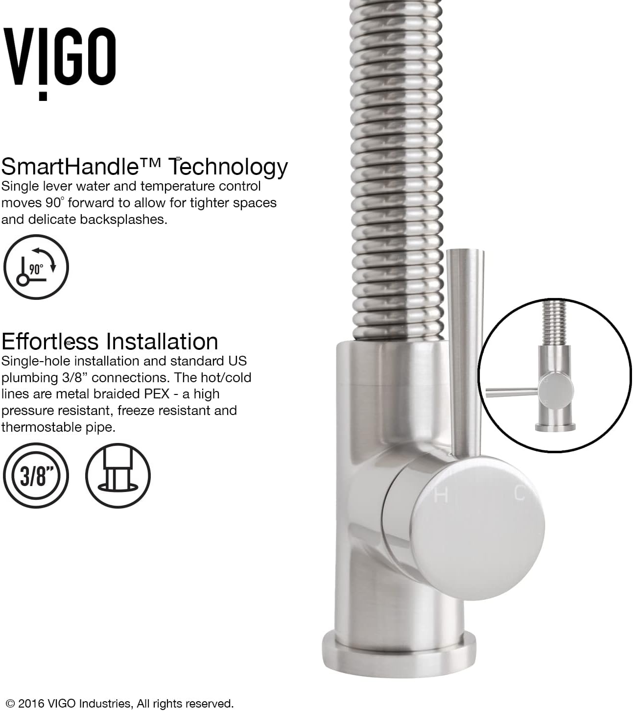 VIGO Brant 19'' H Single Handle Pull-Down Sprayer Kitchen Faucet Set with Soap Dispenser in Stainless Steel-VG02003STK2