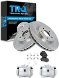 TRQ Front Brake Pad and Rotor Set Semi Metallic Vented Rotors Calipers Compatible with 2007-2012 Chevrolet Malibu 2007-2010 Pontiac G6 2007-2009 Saturn Aura