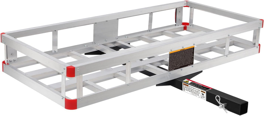 MaxxHaul 70108 Aluminum Cargo Carrier With High Side Rails- Trailer Hitch Mount For RV's, Trucks, SUV's, Vans, Cars With 2' Hitch Receiver - 500-lb Load Capacity, Grey, 49' x 22.5'