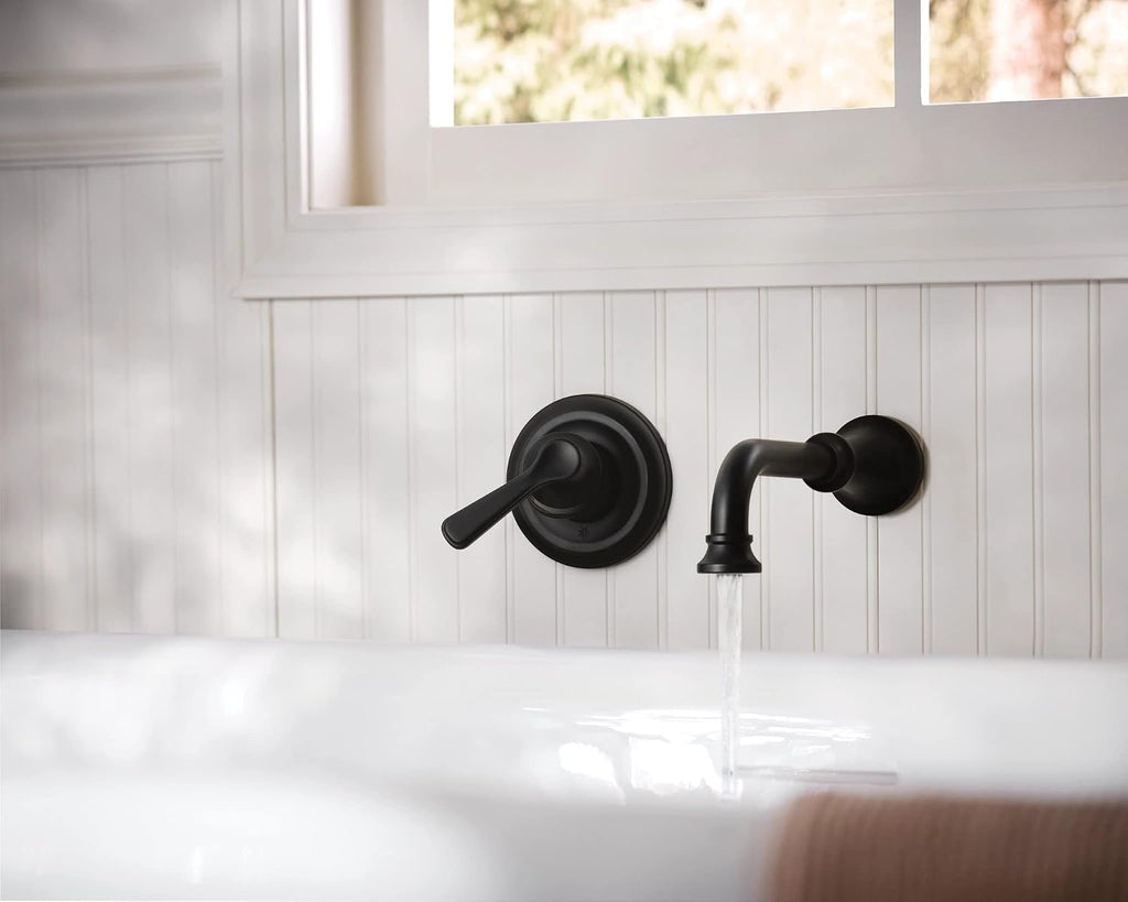 Colinet Matte Black Single Handle Wall Mount Tub Filler High Flow Tub Faucet with 10' Spout Reach, WTS44501BL