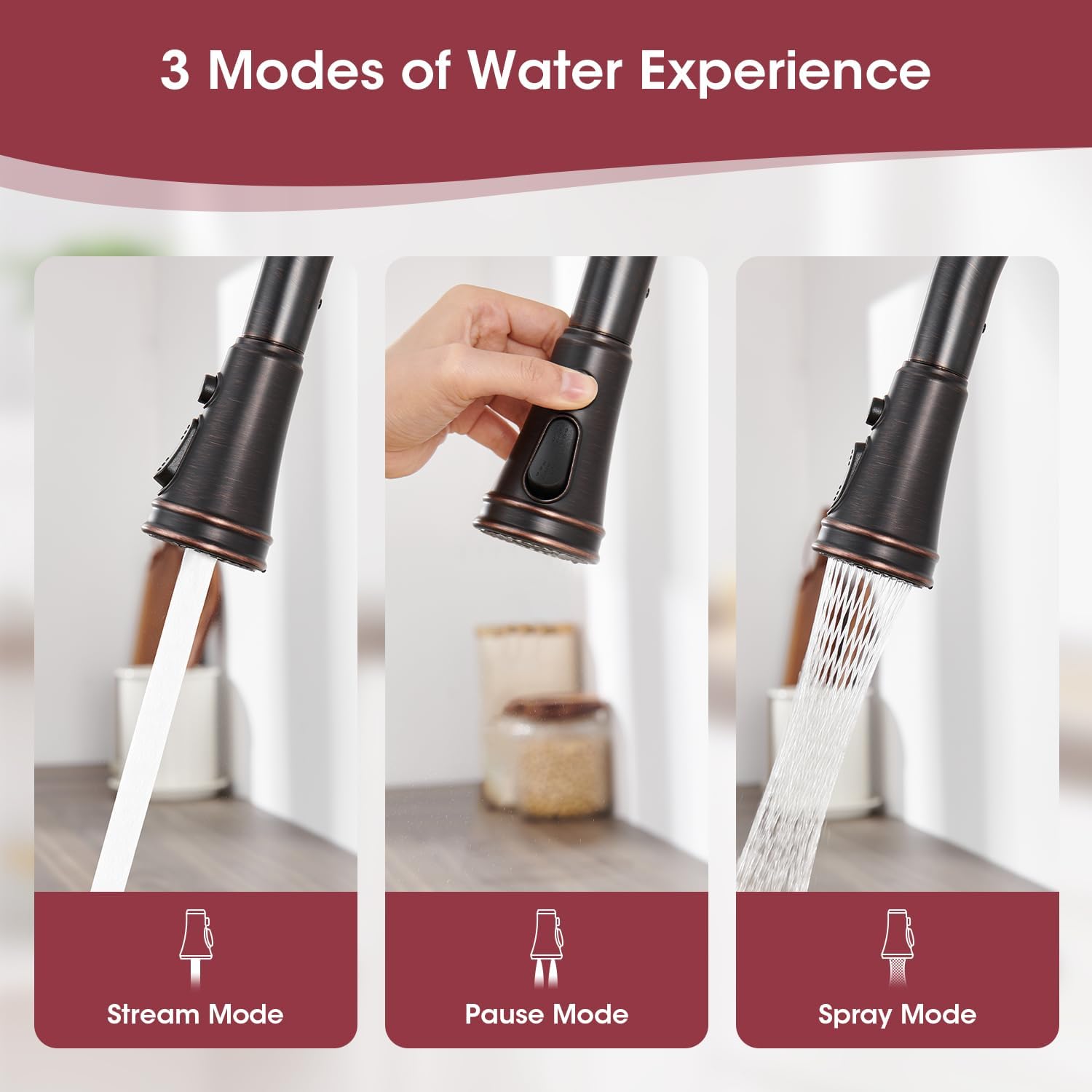 Kitchen Faucets with Pull Down Sprayer, Oil Rubbed Bronze High Arc Antique Brass Single Handle Vintage Kitchen Sink Faucet with 1 or 3 Hole Deck Plate for Farmhouse Laundry Camper Rv Bar