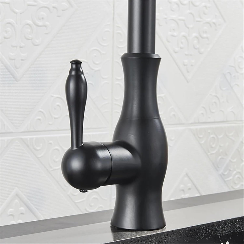 Pull Out Kitchen Faucet Shower/Stream Model Spout Tap Deck Mount Single Handle Cold Hot Water Mixer Tap(Matte Black)