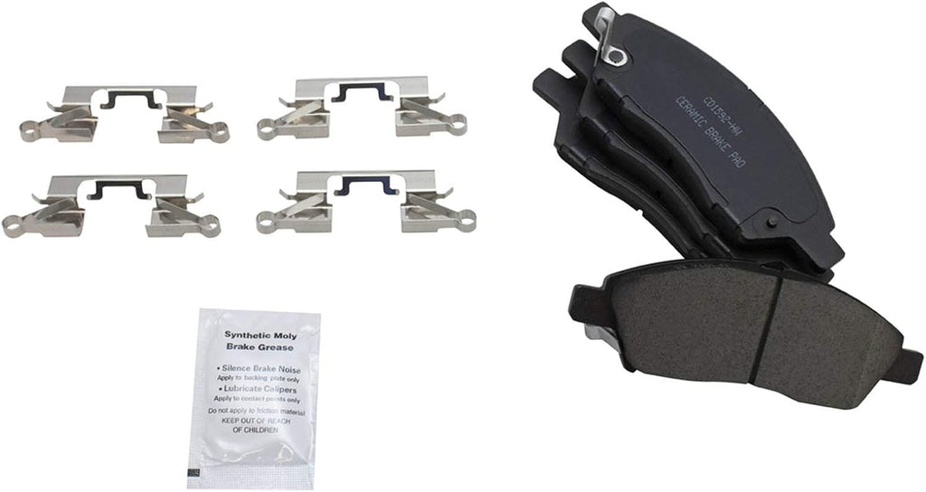 TRQ Performance Front Brake Pad and Rotor Set Ceramic Drilled Slotted Coated Rotors Compatible with 2012-2018 Nissan Versa 2014-2018 Versa Note