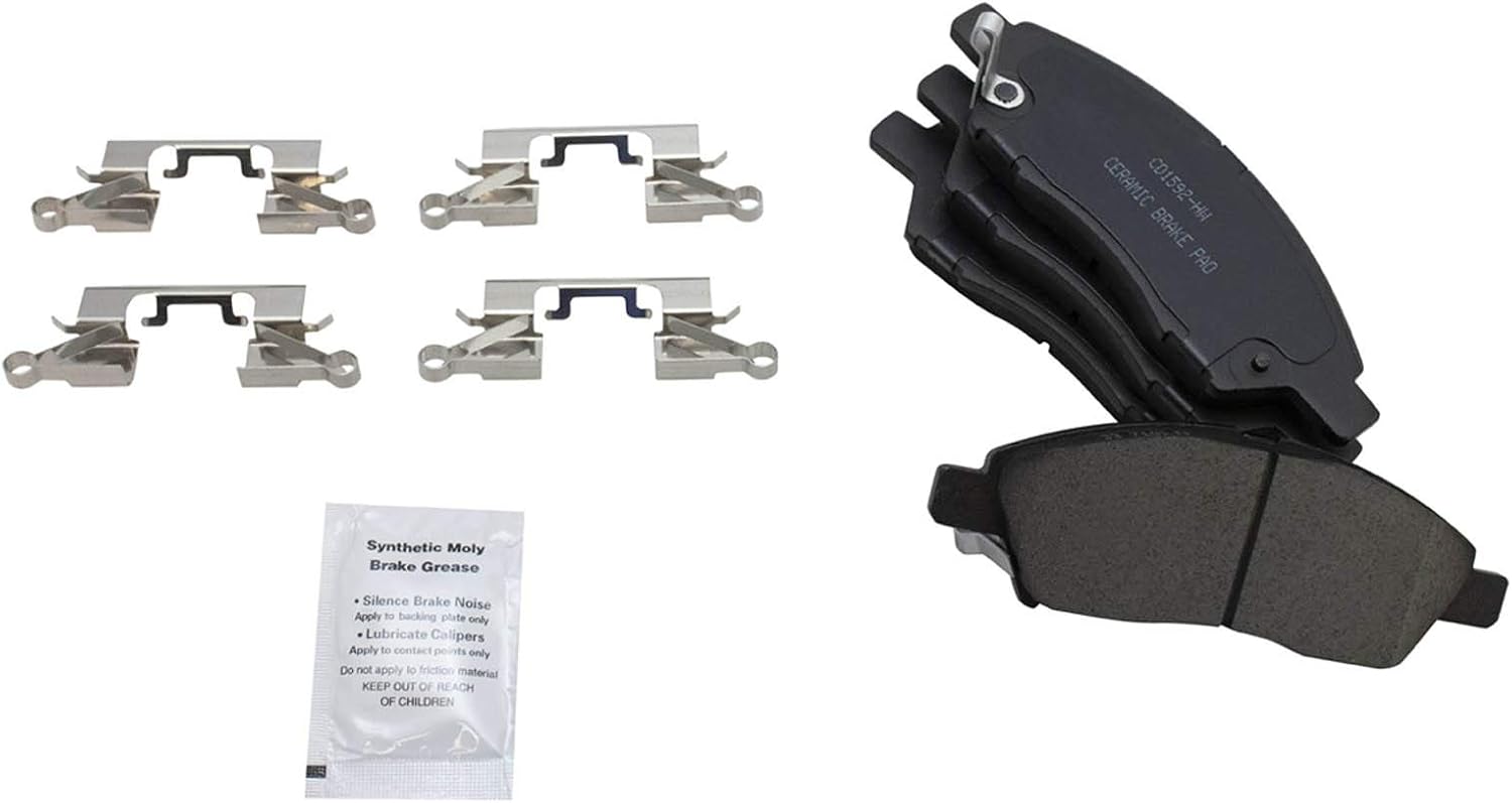 TRQ Performance Front Brake Pad and Rotor Set Ceramic Drilled Slotted Coated Rotors Compatible with 2012-2018 Nissan Versa 2014-2018 Versa Note