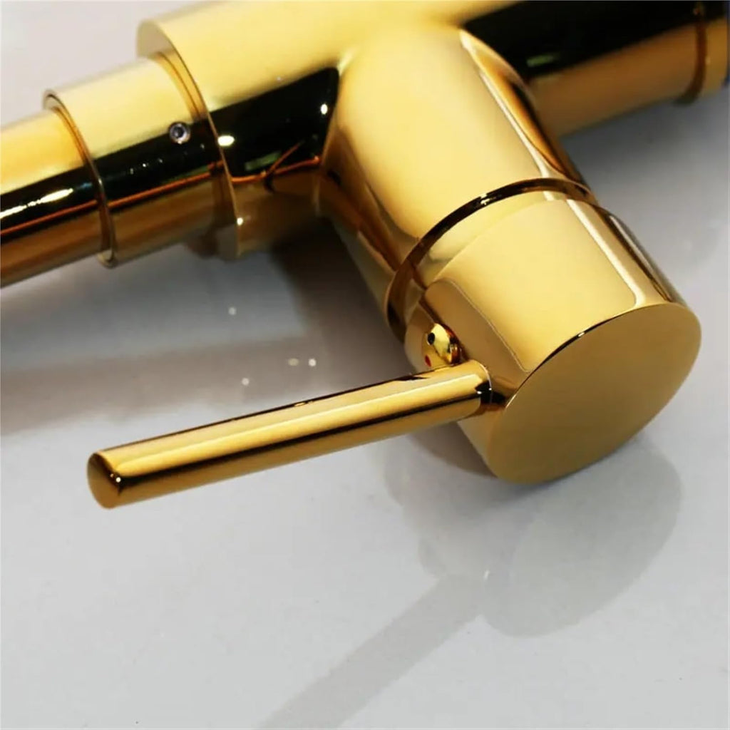 Gold Kitchen Faucets Pull Out Sink Water Mixers Brass Vanity Faucet Cold and Hot Water