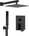10 Inch Shower Faucet Set, High Pressure Rainfall Shower Head and Handheld Sprayer Combo, Matte Black