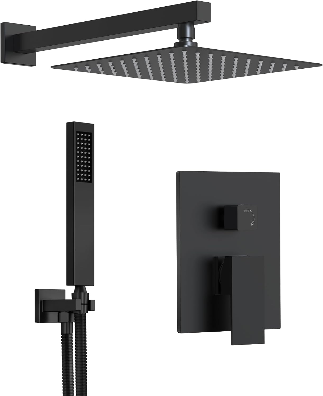 10 Inch Shower Faucet Set, High Pressure Rainfall Shower Head and Handheld Sprayer Combo, Matte Black