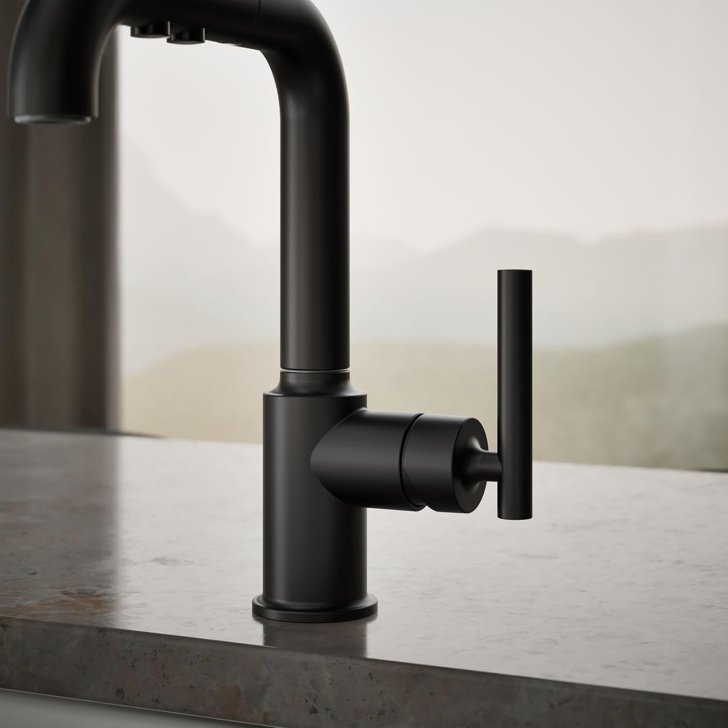 KOHLER Purist Pull-out kitchen sink faucet with three-function sprayhead