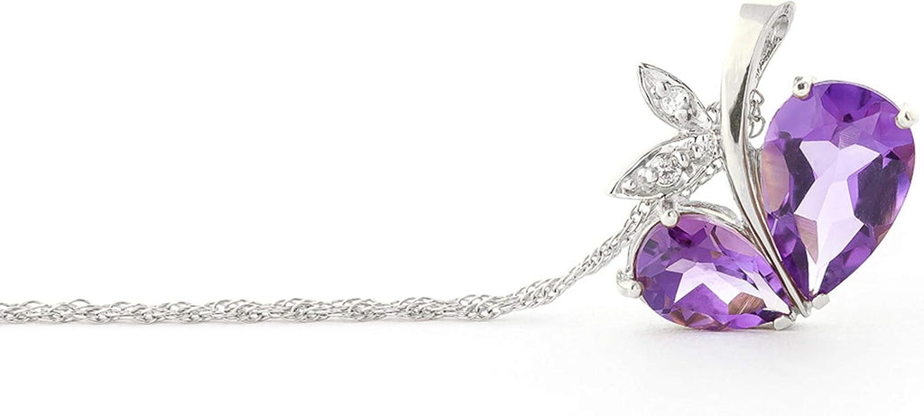 Galaxy Gold GG 4.06 CT. 14k Yellow Gold Modern Heart Necklace with Natural Diamonds and Amethysts