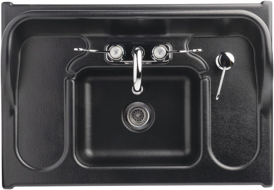 Ozark River Portable Sinks Premier Black & Clean Start Kit Bundle, Black Laminate-ABS, Portable Sink with Hot Water, Self-Contained Sink, Portable Hand Washing Station, 110V