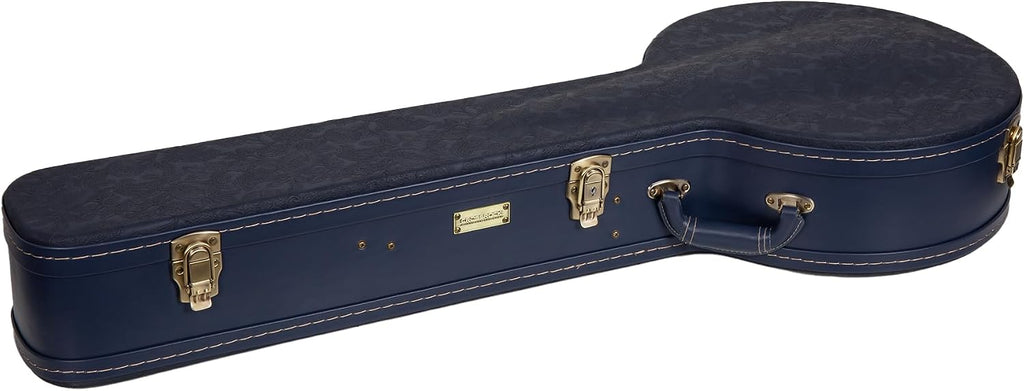 Crossrock Relief Series Open-Back Banjo Case for 11''–12.5'' Rims | Carved Ocean Blue Finish, Deep Scarlett Velvet Interior, Lock (CRW630OBJOB)