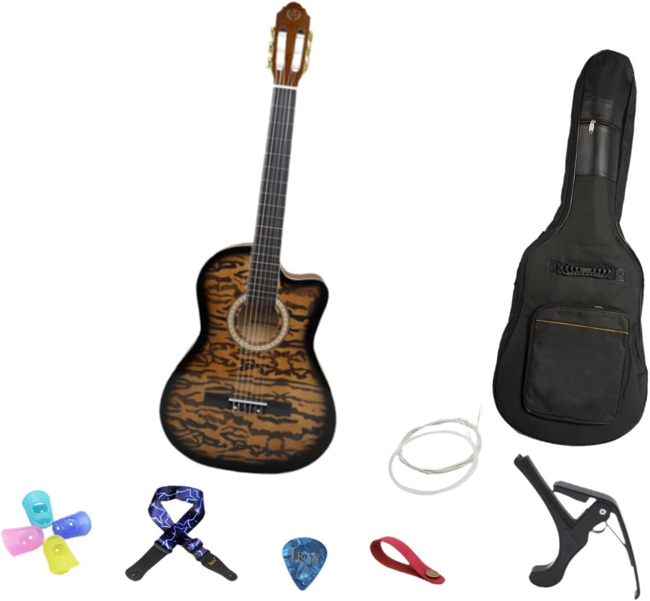 Acoustic Guitar for Beginners - Portable Travel Guitar with Steel Strings, Compact Size for Easy Learning and Performance- Dark Yellow