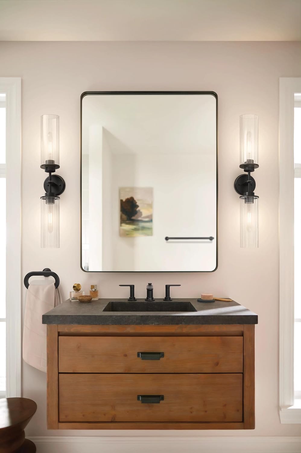 Moen Greenfield Matte Black Two-Handle Widespread Bathroom Sink Faucet, TV6507BL
