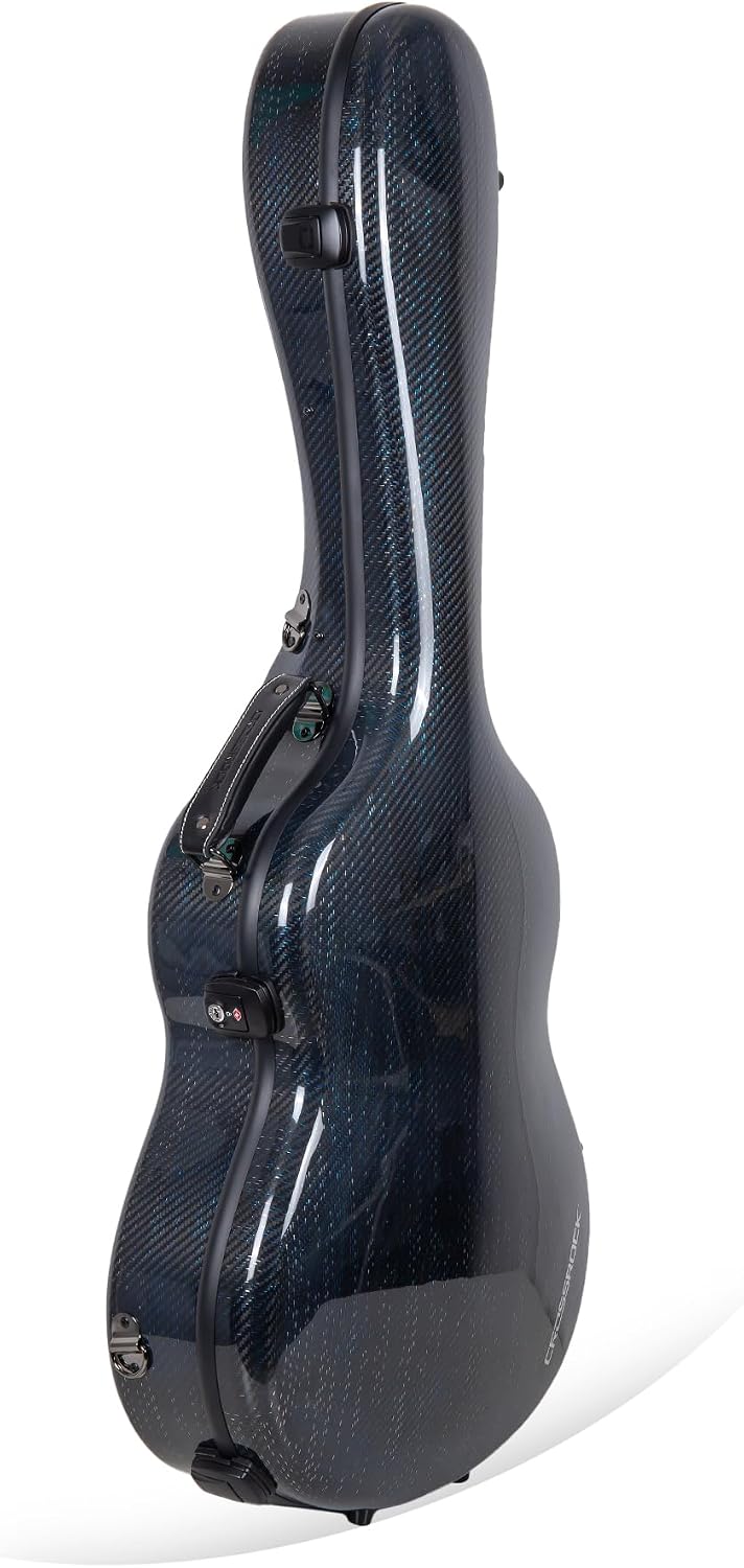 Crossrock Air Carbon® Classical Guitar Case | Aerospace 3K Carbon Fiber Shell with Metallic Blue Weave – TSA Lock, Backpack Straps – Fits Full Size 4/4 Guitars (CRF6030CBT)