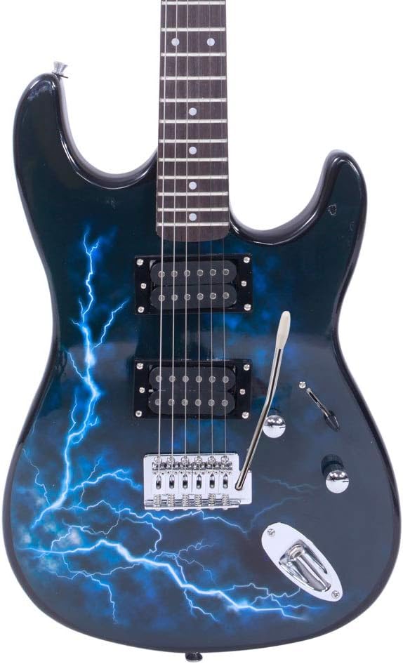 Full Size Electric Guitar Kit,39 Inch Beginner Electric Guitar,Complete Electric Guitars Set with Bag, Shoulder Strap, Power Wire, Wrench Tool,Tremolo Arm and Picks,Black and Dark Blue