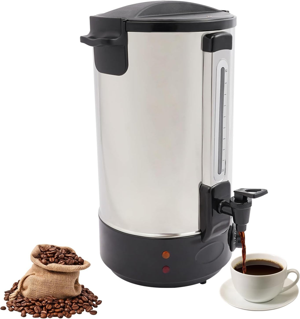 Electric Coffee Urn, 16.5L/4.35Gal Stainless Steel Hot Coffee Dispenser with Water Level Gauge and Temp Control, 82 Cups of 6.76 OZ Large Capacity(Black)