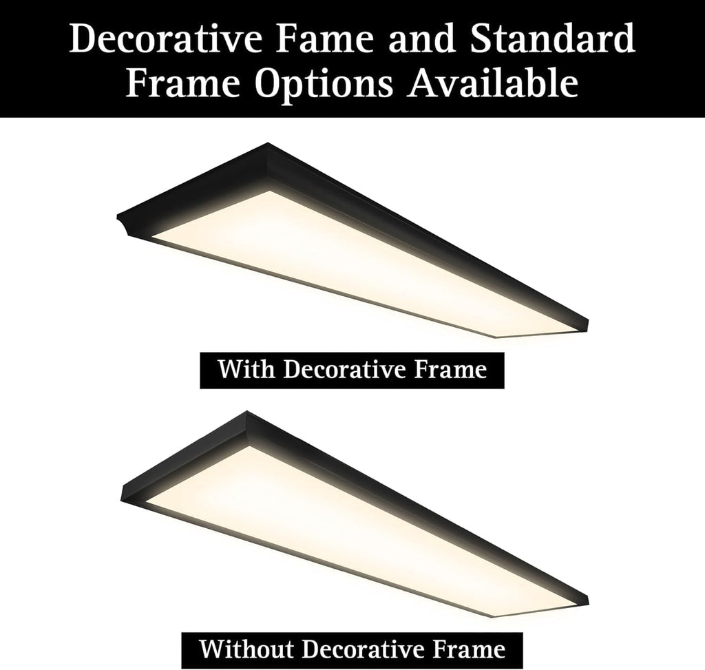Ultralux 1x4 ft Surface Mount Ceiling Light Panel – Slim, Edge Lit, Flush Mount Flat Panel for Kitchen, Home & Office - TRIAC Dimmable, 3CCT Adjustable Color Temperature (Matte Black, 2 Pack)