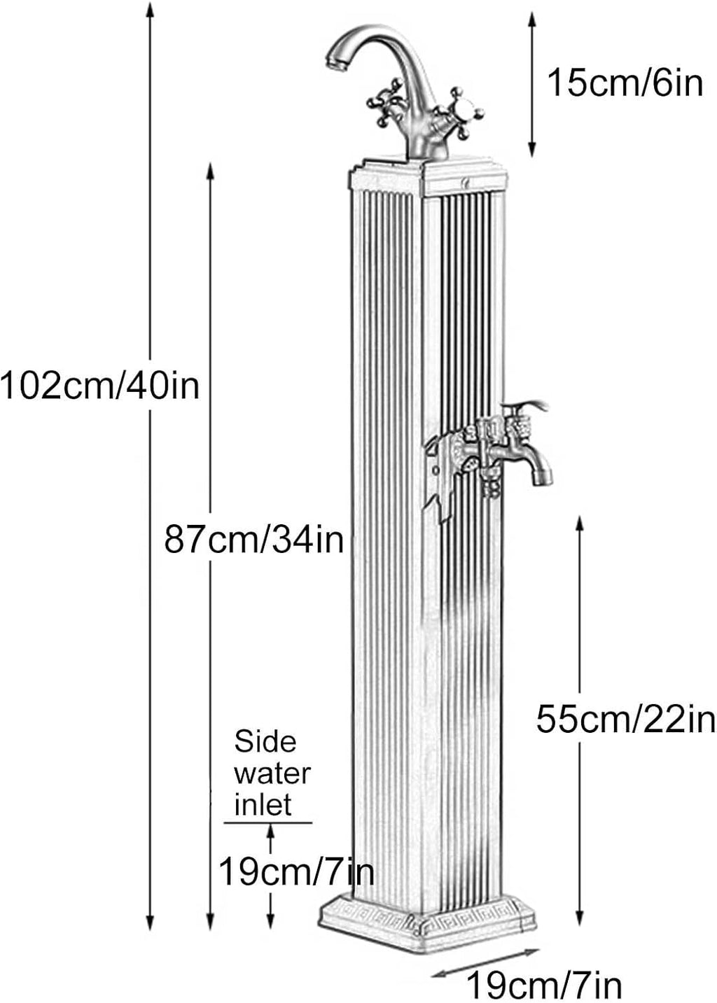 Cold and Hot Water Garden Water Column, Outdoor Vertical Antifreeze Faucet Yard Hydrant for Washing and Irrigation(Gold)