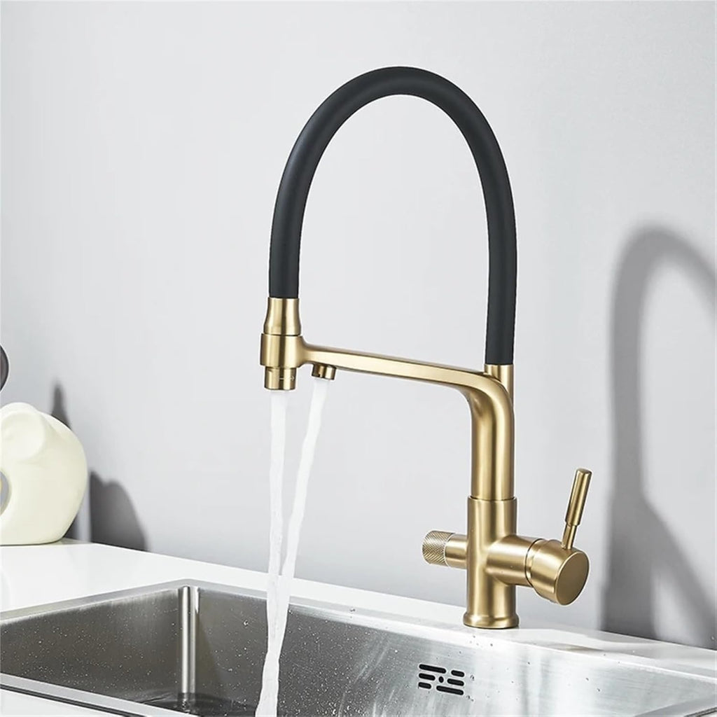 Pure Water Kitchen Faucets 360 Swivel Filter Faucet for Kitchen Pull Down Purification Water Mixer Tap(Brushed Gold)