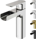 VIGO Ileana Waterfall Single-Handle Single-Hole Mount Bathroom Sink Faucet, 7-Inch, Brushed Nickel, Modern Design, Solid Brass, 1.2 GPM WaterSense & Ceramic Disc Valve, Corrosion-Resistant