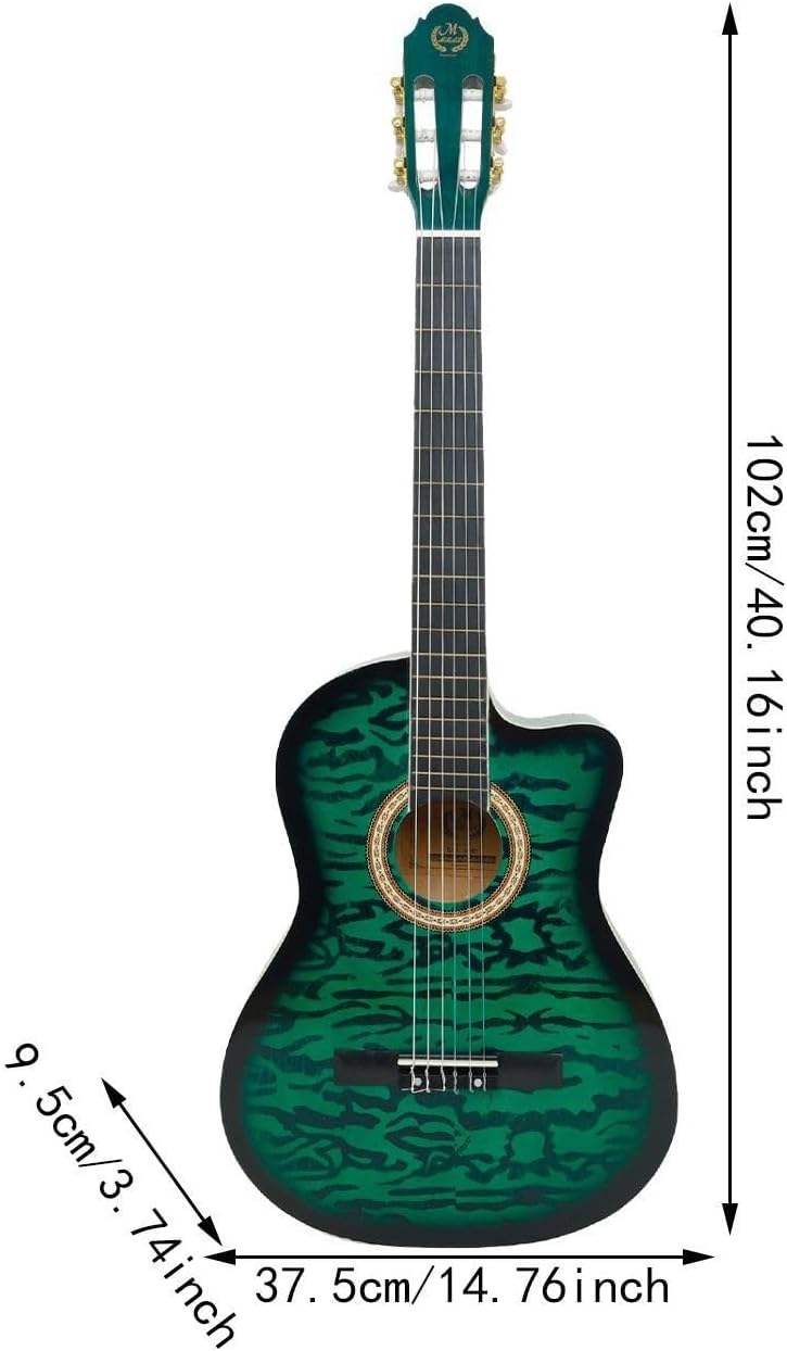 Acoustic Guitar for Beginners - Portable Travel Guitar with Steel Strings, Compact Size for Easy Learning and Performance- Green